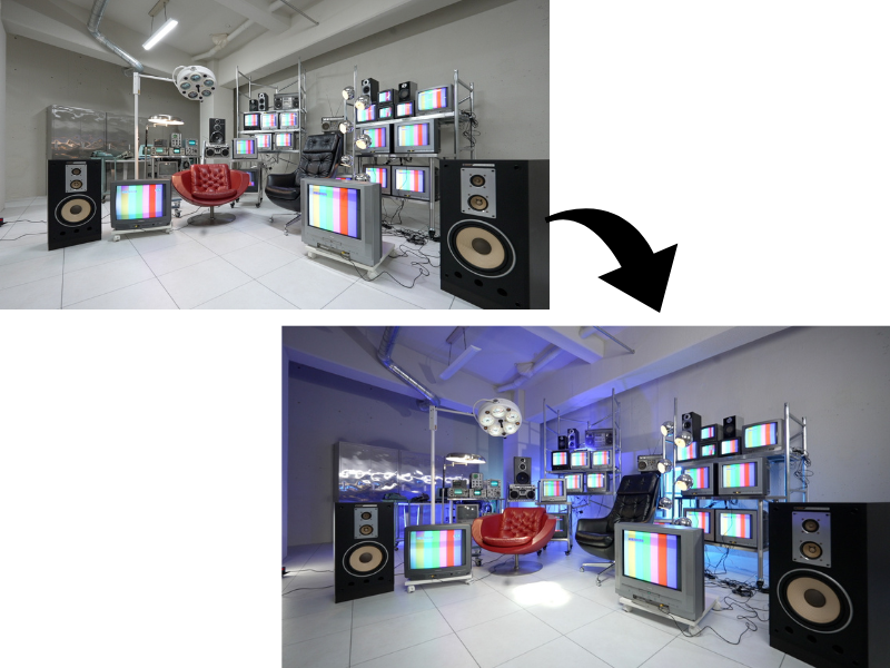 GRID SPACE 旗の台の無料貸し出し照明を使ったビフォーアフター