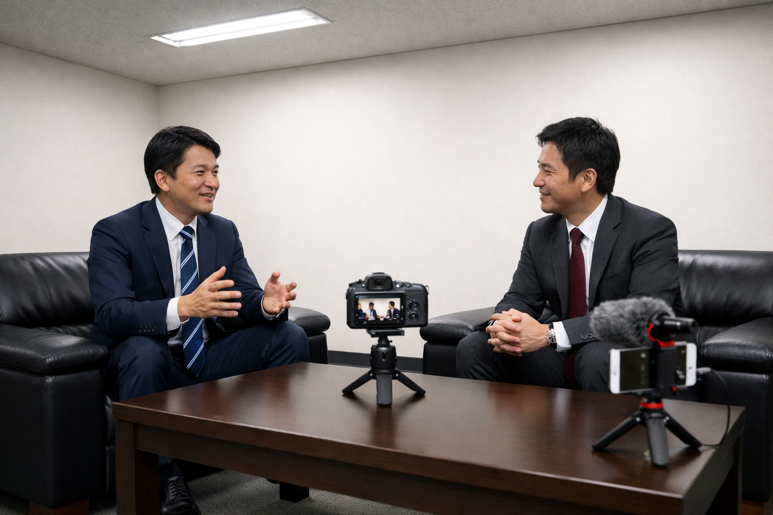 会議室での対談