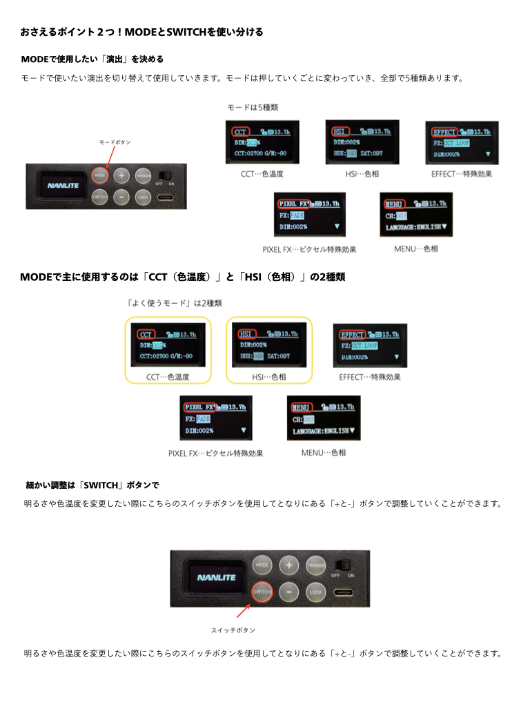 Nanlite Pavotubeの簡単使い方ガイド