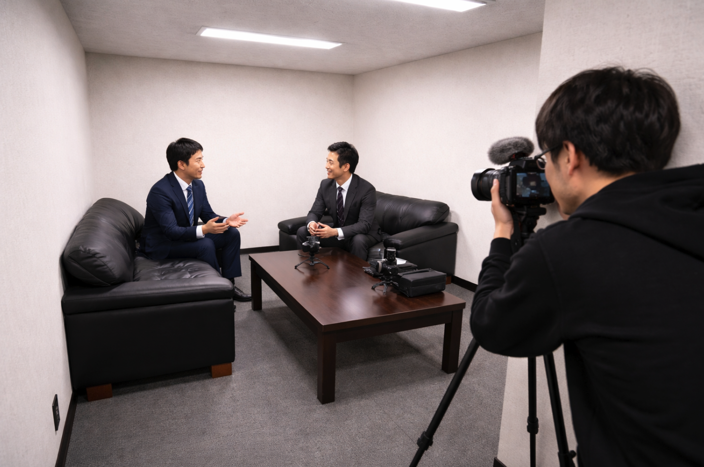 会議室での対談